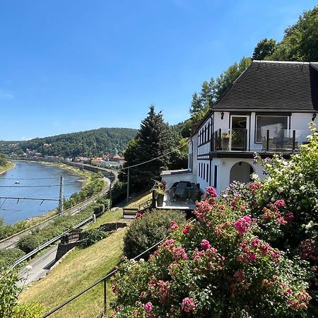 Saechsische-Schweiz-Ferienhaus-Wohnung-1-Mit-Elbblick-Sauna-Und-Kamin 쾨닉슈타인 안 데어 엘베 외부 사진